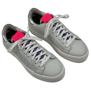 P448 Thea Light Gray Leather Platform Sneakers Womens EU 37 US 6.5-7 New $298